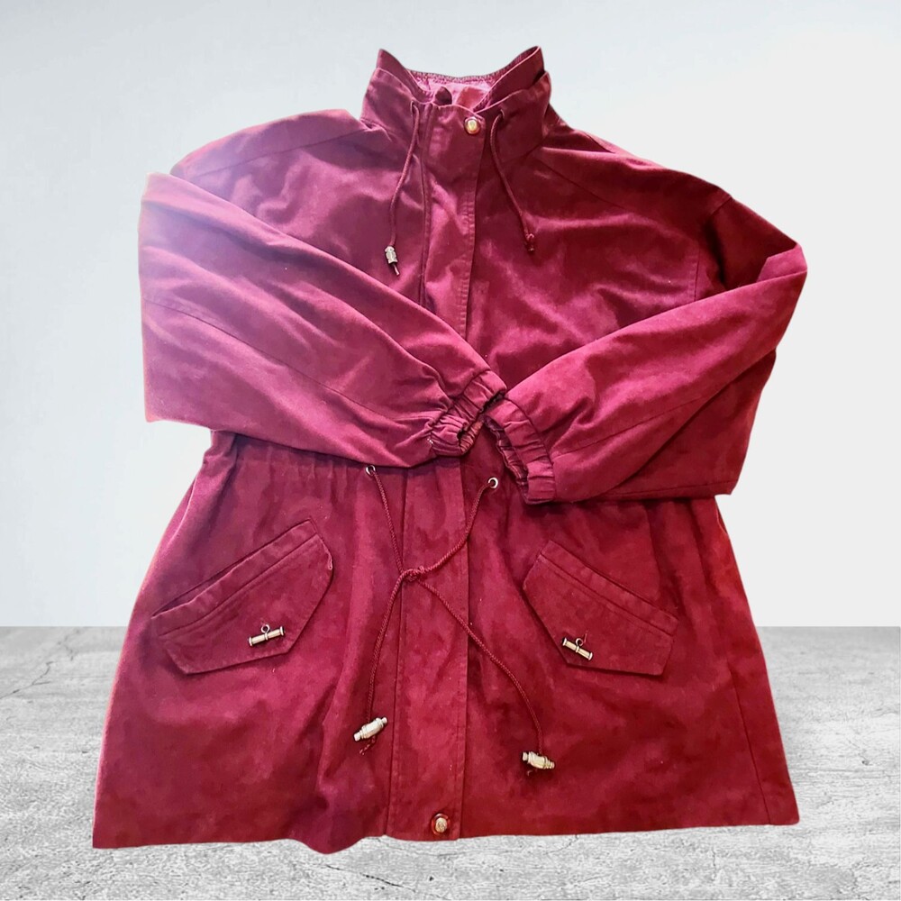 Vintage 80s 90s Women’s Maroon Reversible Rain Jacket By CS Signature Size M